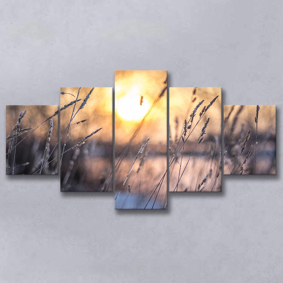 Sunset Wall Art 5 Piece Canvas Prints Wall Art Decor, Multi Panels, Mixed Canvas