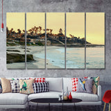 Sunset At La Jolla Cove San Diego 5 Pieces B Canvas Prints Wall Art - Painting Canvas, Multi Panels,5 Panel, Wall Decor