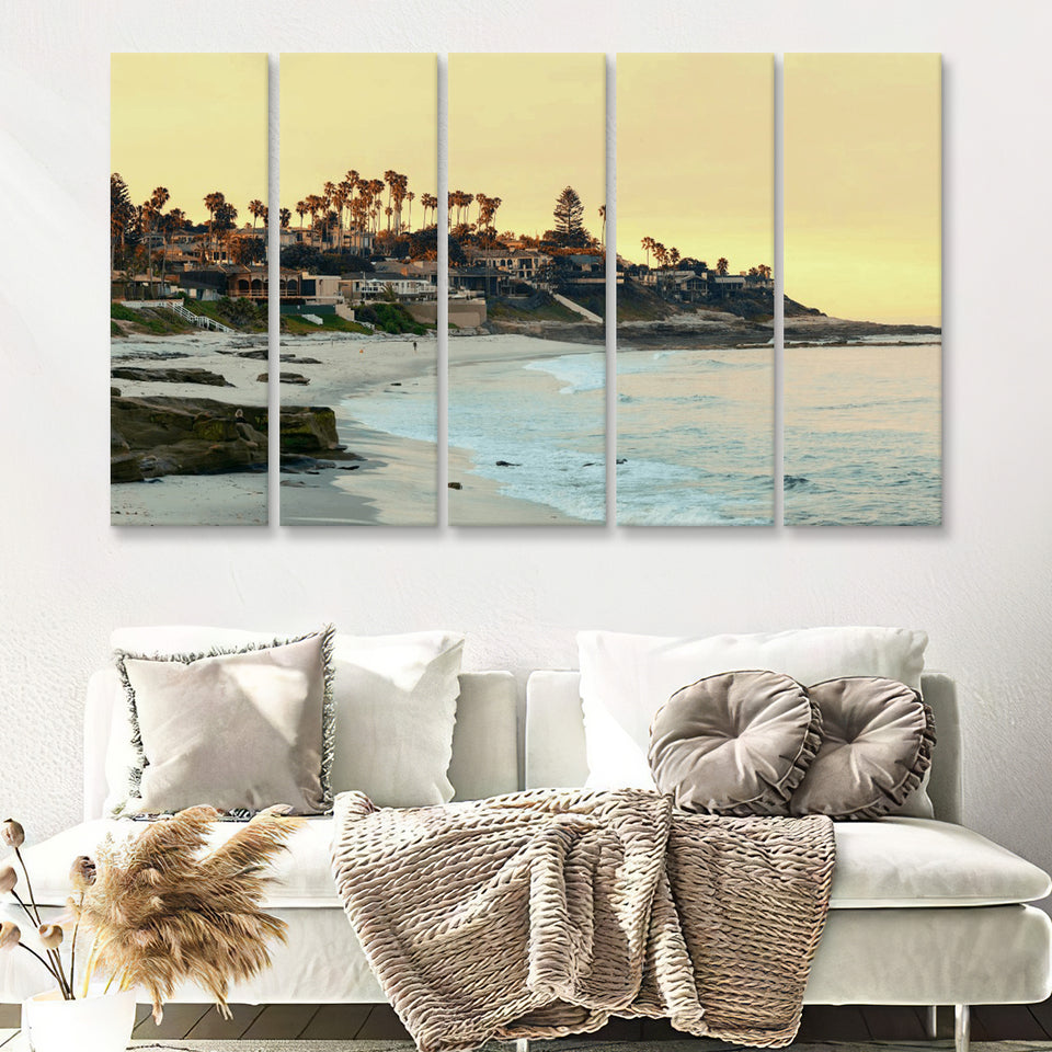 Sunset At La Jolla Cove San Diego 5 Pieces B Canvas Prints Wall Art - Painting Canvas, Multi Panels,5 Panel, Wall Decor