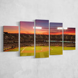 Sunset at Oakland Coliseum, Stadium Canvas, Sport Art, Large Canvas, Multi Panels, Canvas Prints Wall Art Decor