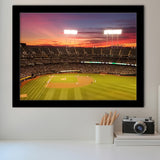 Sunset at Oakland Coliseum, Stadium Canvas, Sport Art, Gift for him, Framed Art Prints Wall Art Decor, Framed Picture