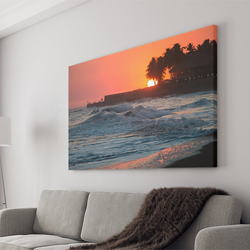 Sunset in March at Playa El Tunco El Salvador Canvas Prints Wall Art - Painting Canvas, Wall Decor, Home Decor, Prints for Sale
