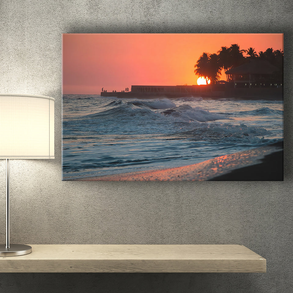 Sunset in March at Playa El Tunco El Salvador Canvas Prints Wall Art - Painting Canvas, Wall Decor, Home Decor, Prints for Sale