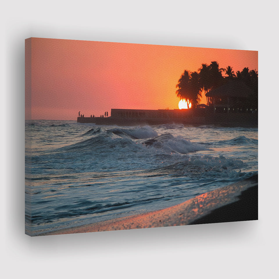Sunset in March at Playa El Tunco El Salvador Canvas Prints Wall Art - Painting Canvas, Wall Decor, Home Decor, Prints for Sale