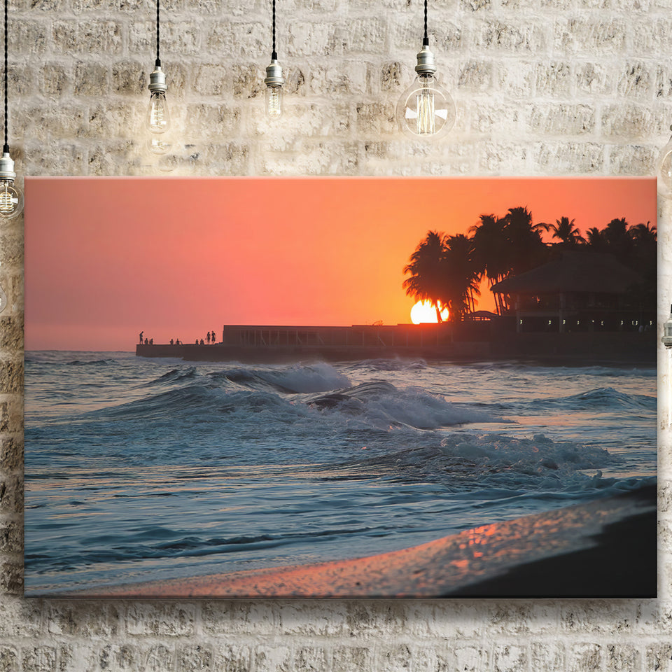 Sunset in March at Playa El Tunco El Salvador Canvas Prints Wall Art - Painting Canvas, Wall Decor, Home Decor, Prints for Sale