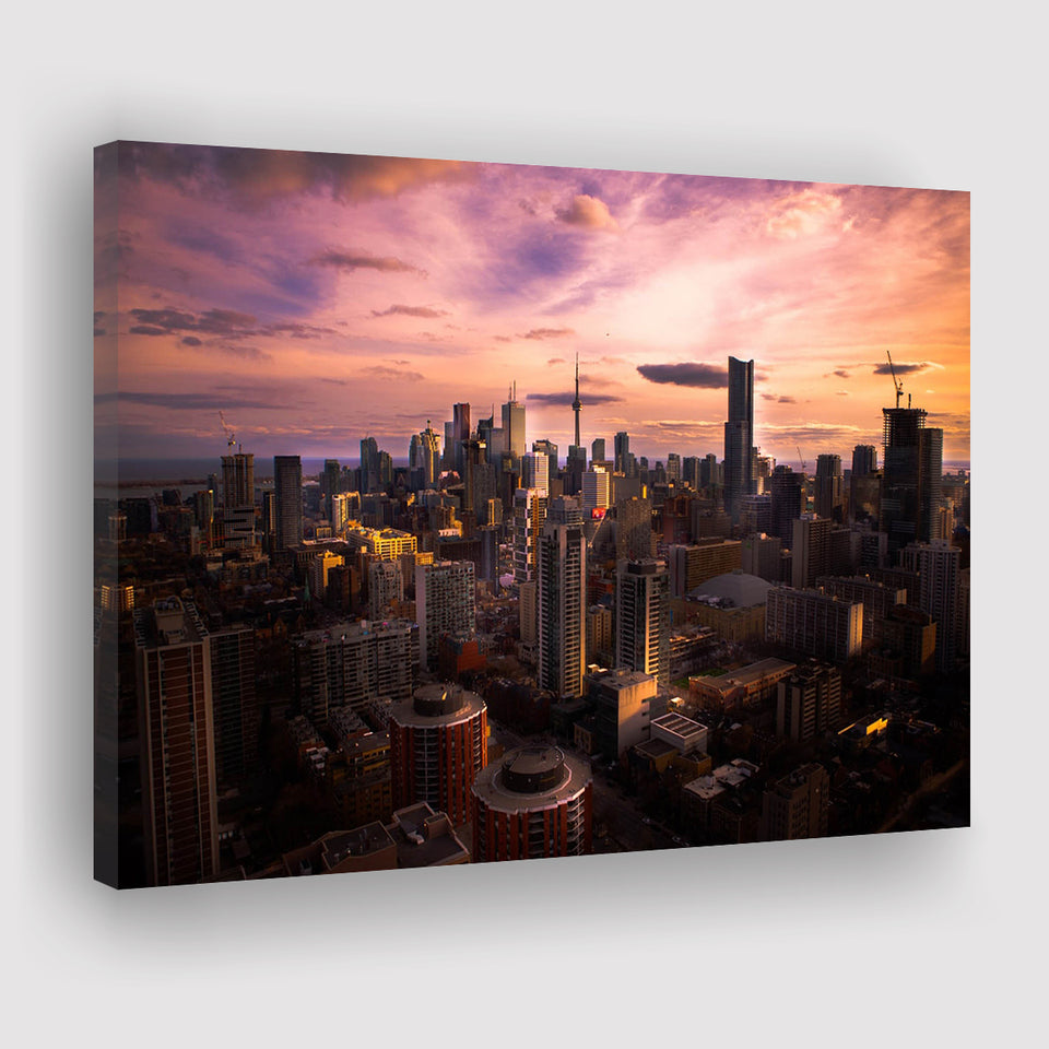 Sunset in Toronto, Toronto Poster Canvas Set Toronto Canvas Prints Wall Art Home Decor - Painting Canvas, Ready to hang