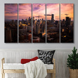 Sunset in Toronto, Toronto Poster Canvas Set Toronto 5 Panels B,Large Canvas,Canvas Prints Wall Art Home Decor