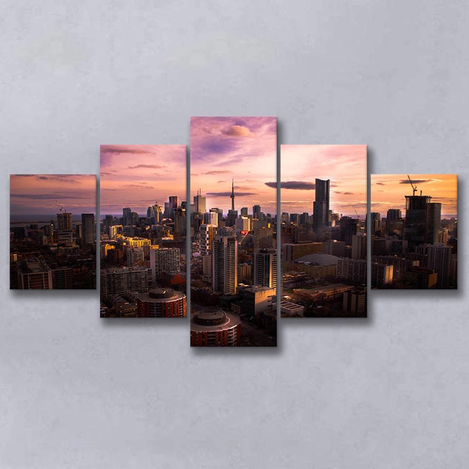Sunset in Toronto, Toronto Poster Canvas Set Toronto Multi Panels,Canvas Prints Wall Art Home Decor