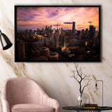 Sunset in Toronto, Toronto Poster Canvas Set Toronto Framed Canvas Prints Wall Art Decor, Black Floating Frame