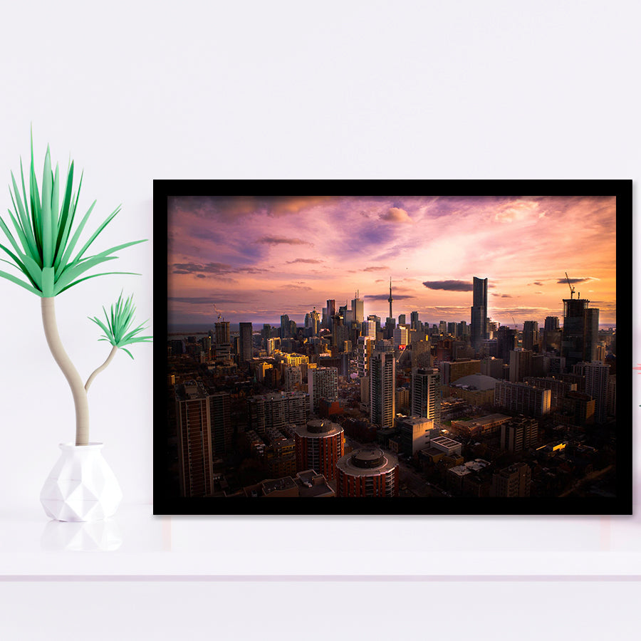 Sunset in Toronto, Toronto Poster Set Toronto Framed Art Prints Wall Art Decor,Black Frame, Ready to hang