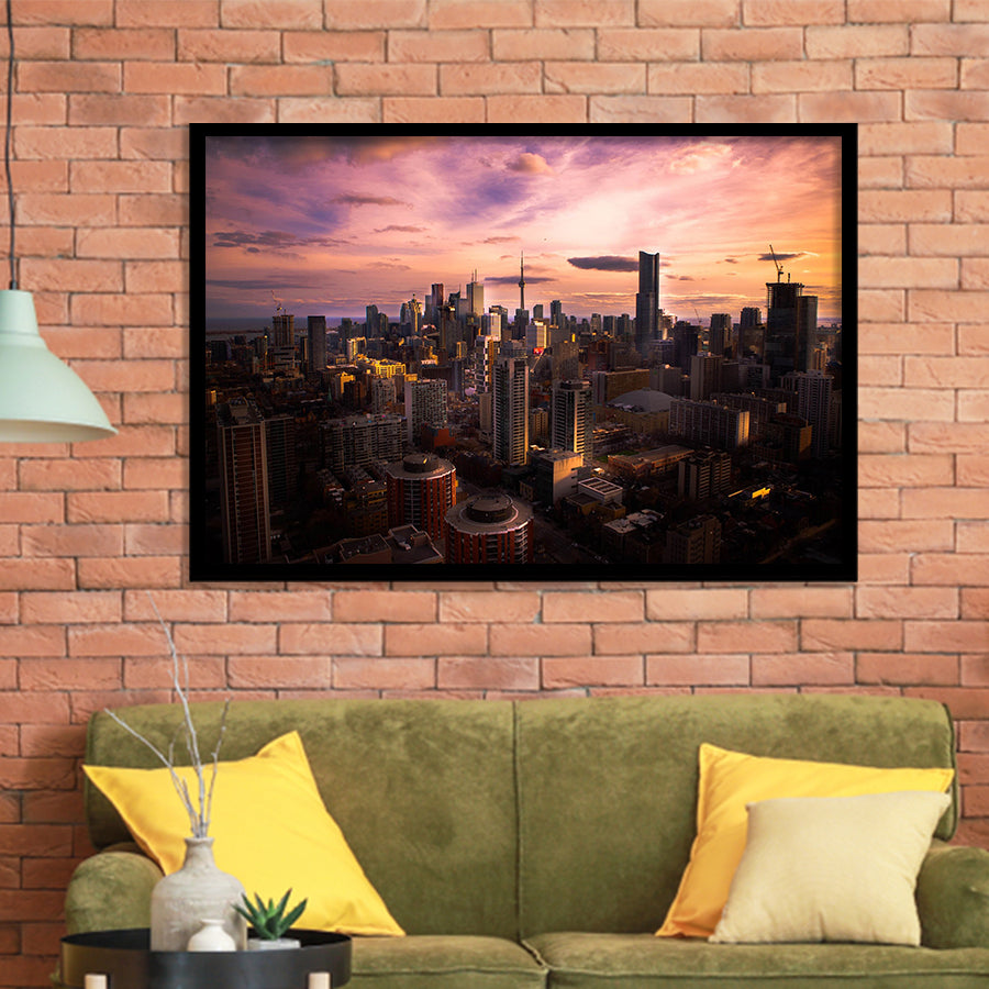 Sunset in Toronto, Toronto Poster Set Toronto Framed Art Prints Wall Art Decor,Black Frame, Ready to hang
