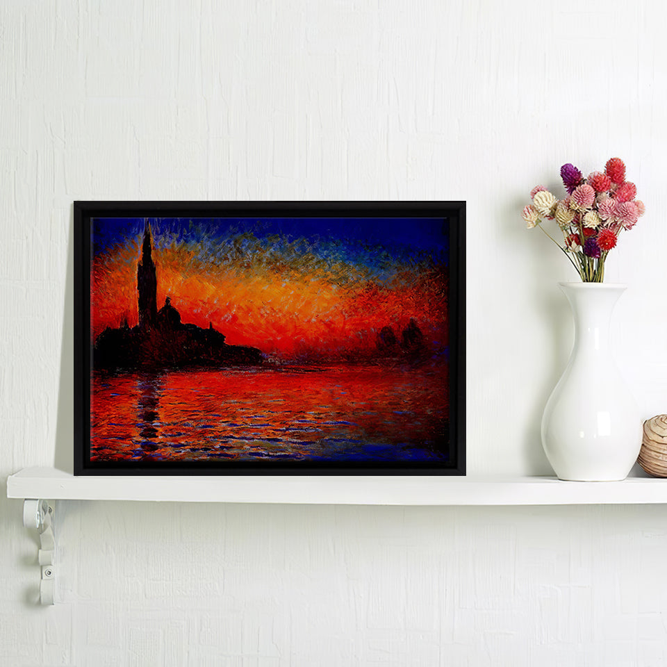 Sunset In Venice Framed Canvas Wall Art - Framed Prints, Prints for Sale, Canvas Painting