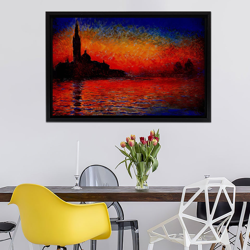 Sunset In Venice Framed Canvas Wall Art - Framed Prints, Prints for Sale, Canvas Painting