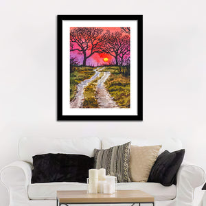 Sunset In The Fall Forest Framed Wall Art - Framed Prints, Print for Sale, Painting Prints, Art Prints