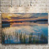 Sunset over the Folly River in Folly Beach South Carolina Canvas Prints Wall Art - Painting Canvas, Wall Decor, Home Decor, Prints for Sale