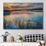 Sunset over the Folly River in Folly Beach South Carolina Canvas Prints Wall Art - Painting Canvas, Wall Decor, Home Decor, Prints for Sale