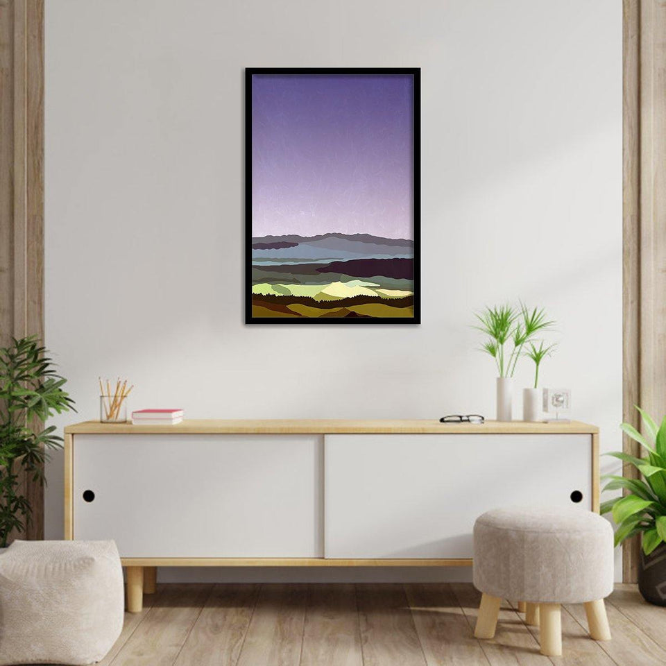 Sunset over the Valley - Mountain art, Art Print, Frame Art