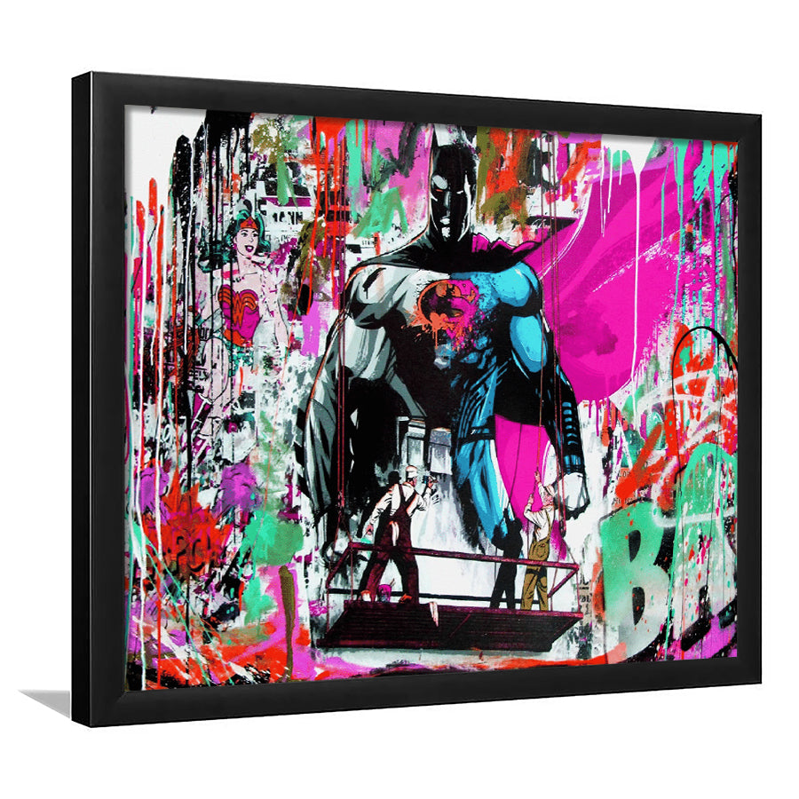 Superhero Colorful Graffiti Art Gift For Kid Framed Art Print Wall Decor - Painting Art, Wall Art Decor, Framed Picture, Black Frame