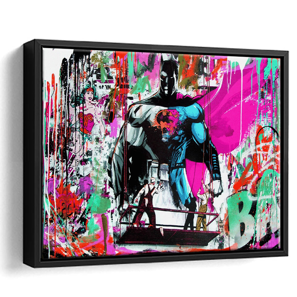Superhero Colorful Graffiti Art Gift For Kid Framed Canvas Prints Wall Art Decor - Painting Canvas, Floating Frame, Framed Picture