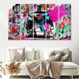 Superhero Colorful Graffiti Art Gift For Kid Canvas 5 Piece B Prints Wall Art Decor - Painting Canvas, Multi Panels, Canvas Prints