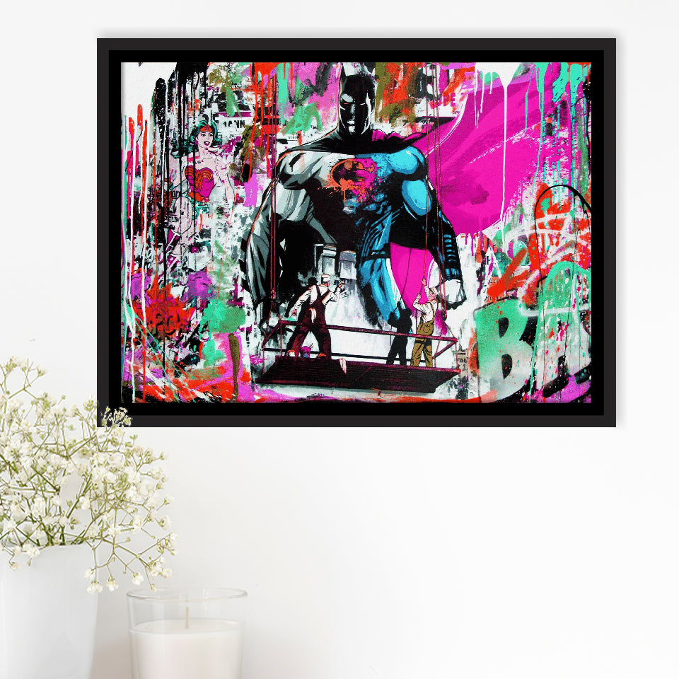 Superhero Colorful Graffiti Art Gift For Kid Framed Canvas Prints Wall Art Decor - Painting Canvas, Floating Frame, Framed Picture