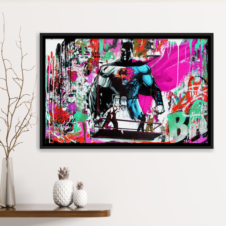 Superhero Colorful Graffiti Art Gift For Kid Framed Canvas Prints Wall Art Decor - Painting Canvas, Floating Frame, Framed Picture