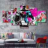 Superhero Colorful Graffiti Art Gift For Kid Canvas 5 Pieces Prints Wall Art Decor - Painting Canvas, Multi Panels, Canvas Print