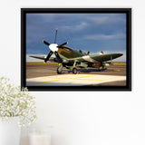 Supermarine Spitfire Airplane Framed Canvas Prints Wall Art Decor - Painting Canvas, Black Framed Picture