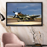 Supermarine Spitfire Airplane Framed Canvas Prints Wall Art Decor - Painting Canvas, Black Framed Picture