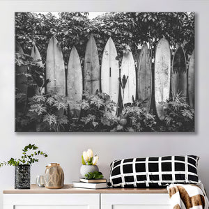 Surfboards Art Black And White Print, Vintage Surfboards Canvas Prints Wall Art Home Decor