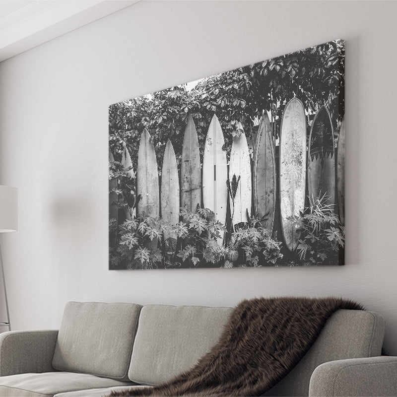 Surfboards Art Black And White Print, Vintage Surfboards Canvas Prints Wall Art Home Decor