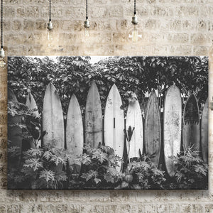 Surfboards Art Black And White Print, Vintage Surfboards Canvas Prints Wall Art Home Decor