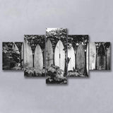 Surfboards Art Black And White Print, Vintage Surfboards 5 Panels, Canvas Prints Wall Art Decor, Large Canvas Art