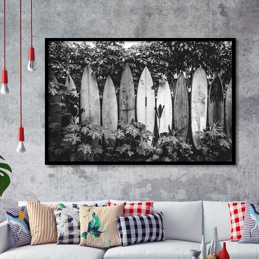 Surfboards Art Black And White Print, Vintage Surfboards Framed Art Prints, Wall Art,Home Decor,Framed Picture