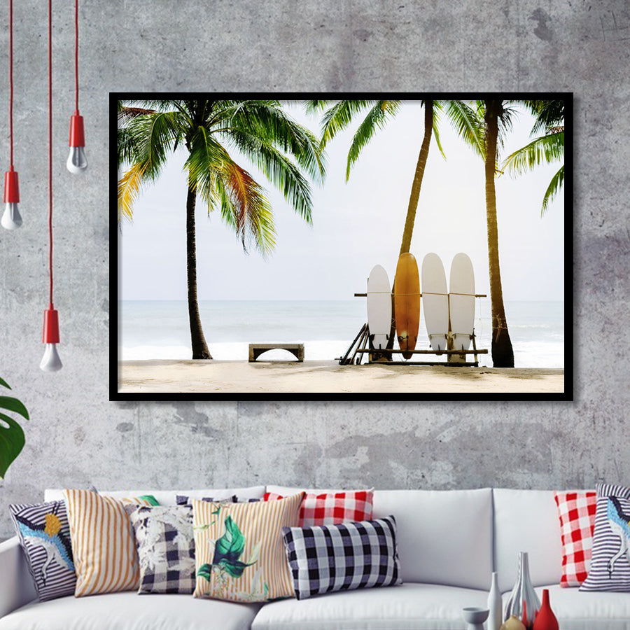 Surfboards Original Framed Art Prints Wall Decor - Painting Prints, Framed Picture, Home Decor