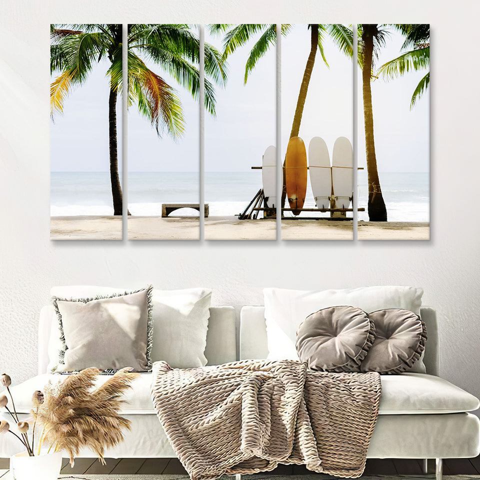 Surfboards Original 5 Piece B Canvas Prints Wall Art Decor - Painting Canvas, Multi Panels