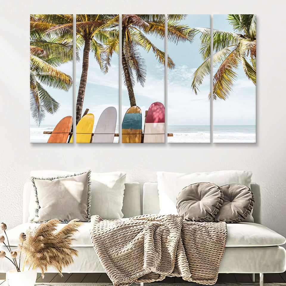 Surfing Cool 5 Piece B Canvas Prints Wall Art Decor - Painting Canvas, Multi Panels