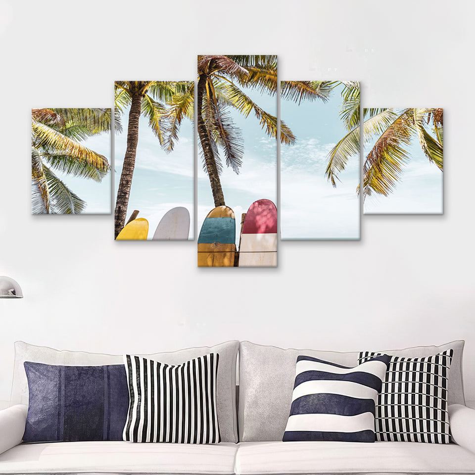 Surfing Cool 5 Piece Canvas Prints Wall Art Decor - Painting Canvas, Multi Panels