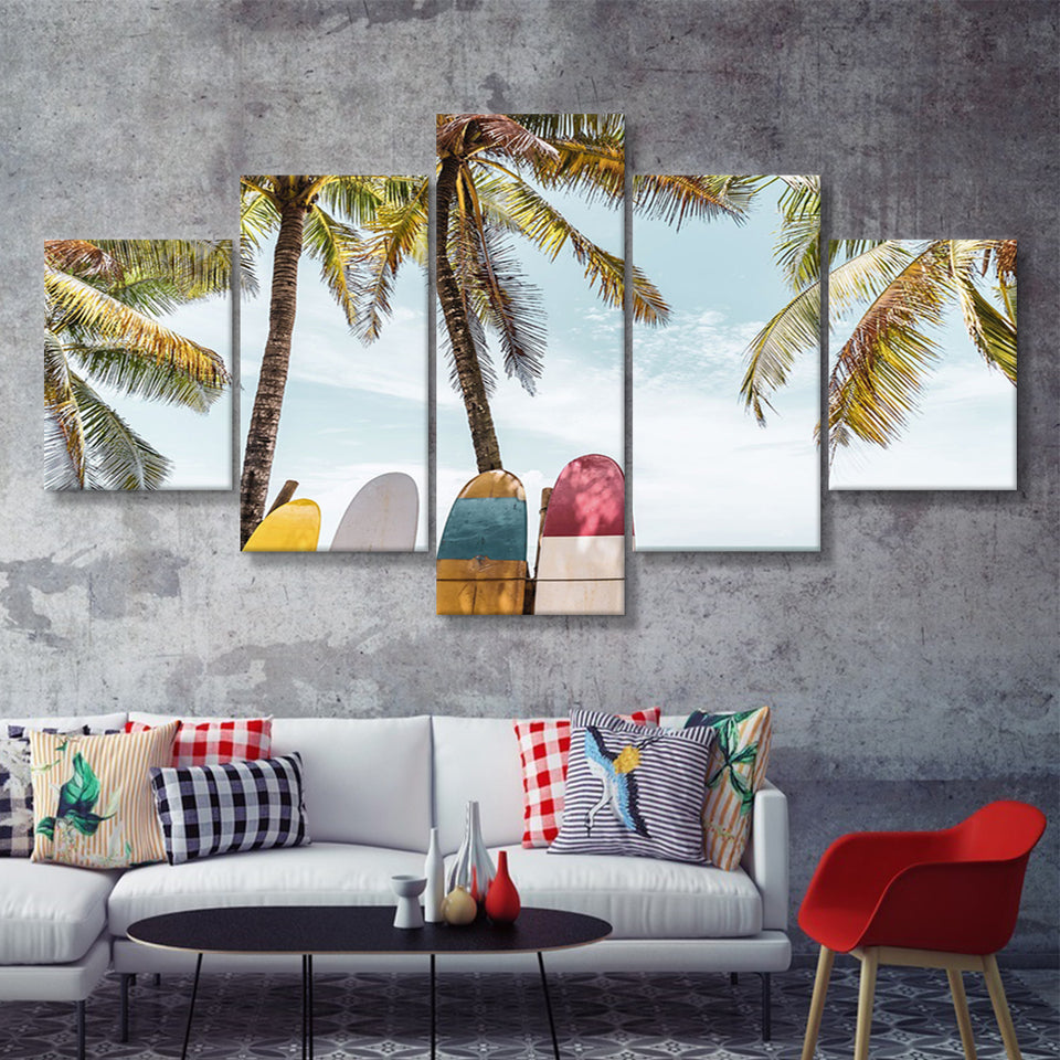 Surfing Cool 5 Piece Canvas Prints Wall Art Decor - Painting Canvas, Multi Panels