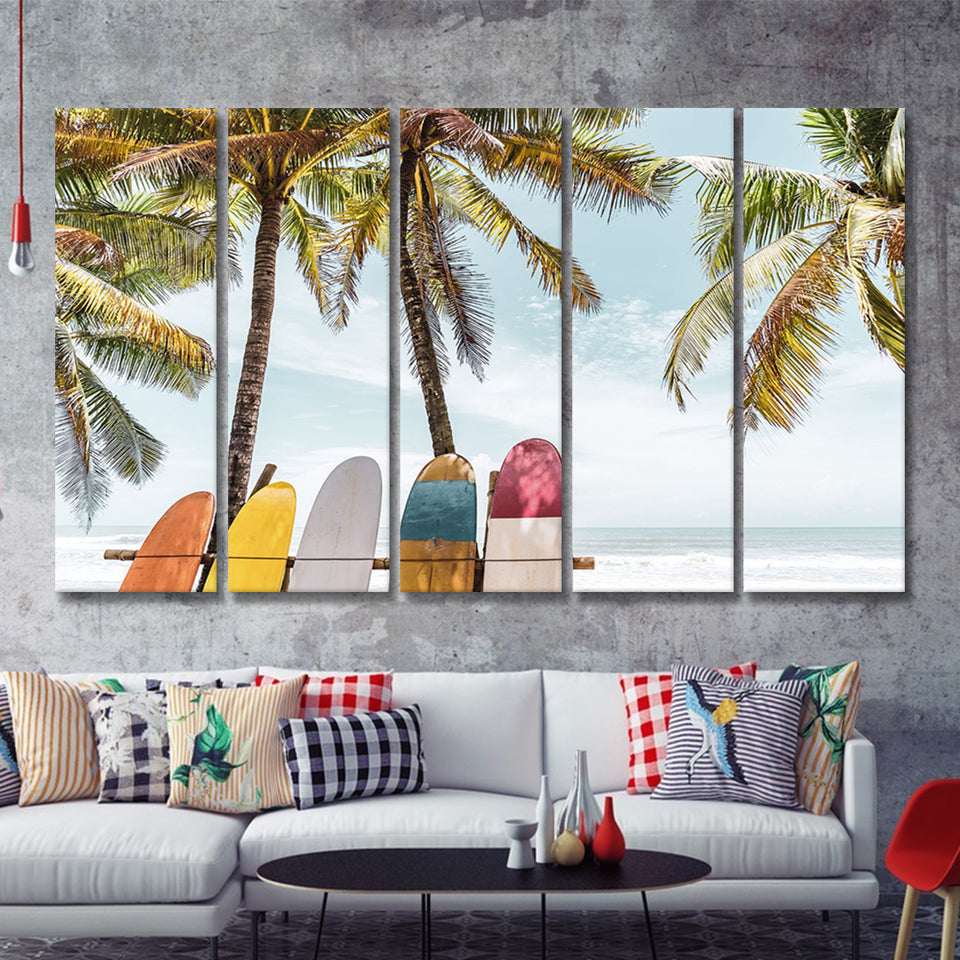 Surfing Cool 5 Piece B Canvas Prints Wall Art Decor - Painting Canvas, Multi Panels