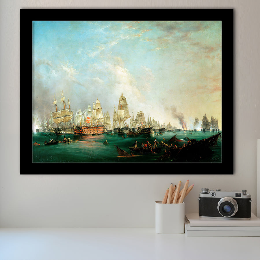 Surrender Of The Santissima Trinidad To Neptune The Battle Of Trafalgar Framed Art Prints Wall Decor - Painting Art, Framed Picture, Home Decor