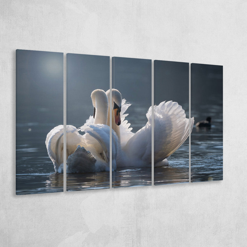 Swan, Love 5 Panels B,Large Canvas,Canvas Prints Wall Art Home Decor
