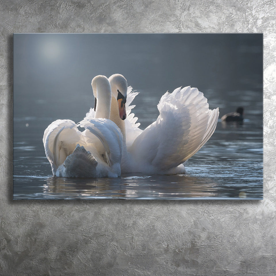 Swan, Love Canvas Prints Wall Art Home Decor - Painting Canvas, Ready to hang