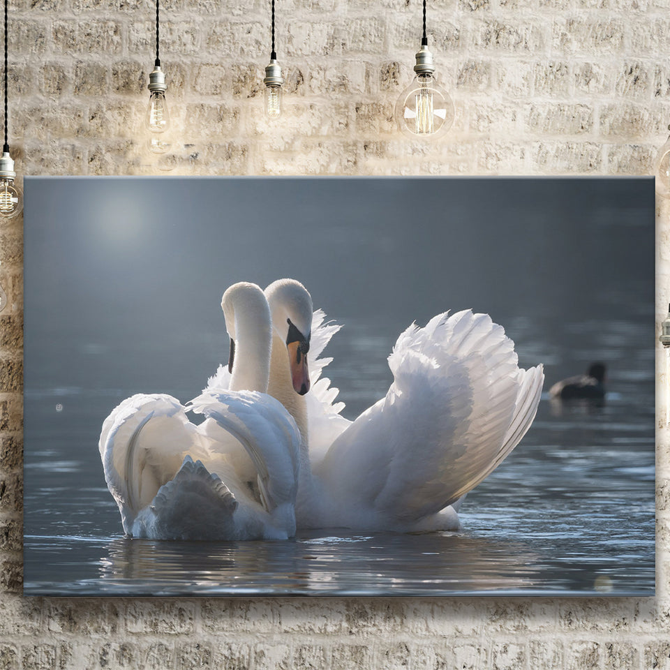 Swan, Love Canvas Prints Wall Art Home Decor - Painting Canvas, Ready to hang