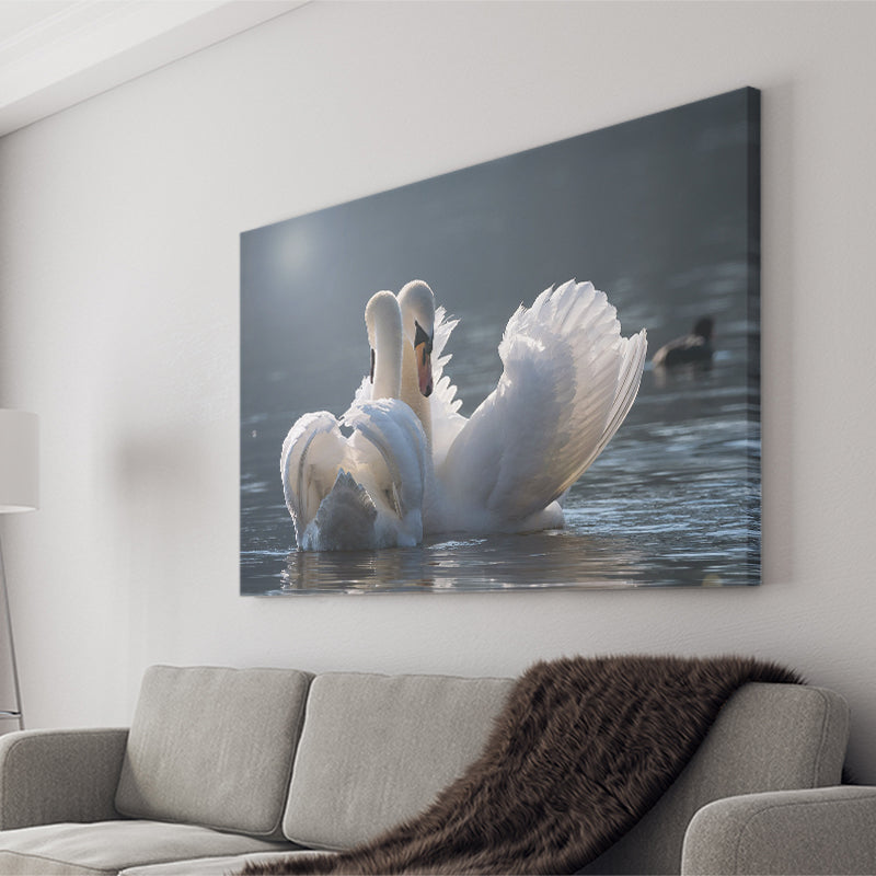 Swan, Love Canvas Prints Wall Art Home Decor - Painting Canvas, Ready to hang
