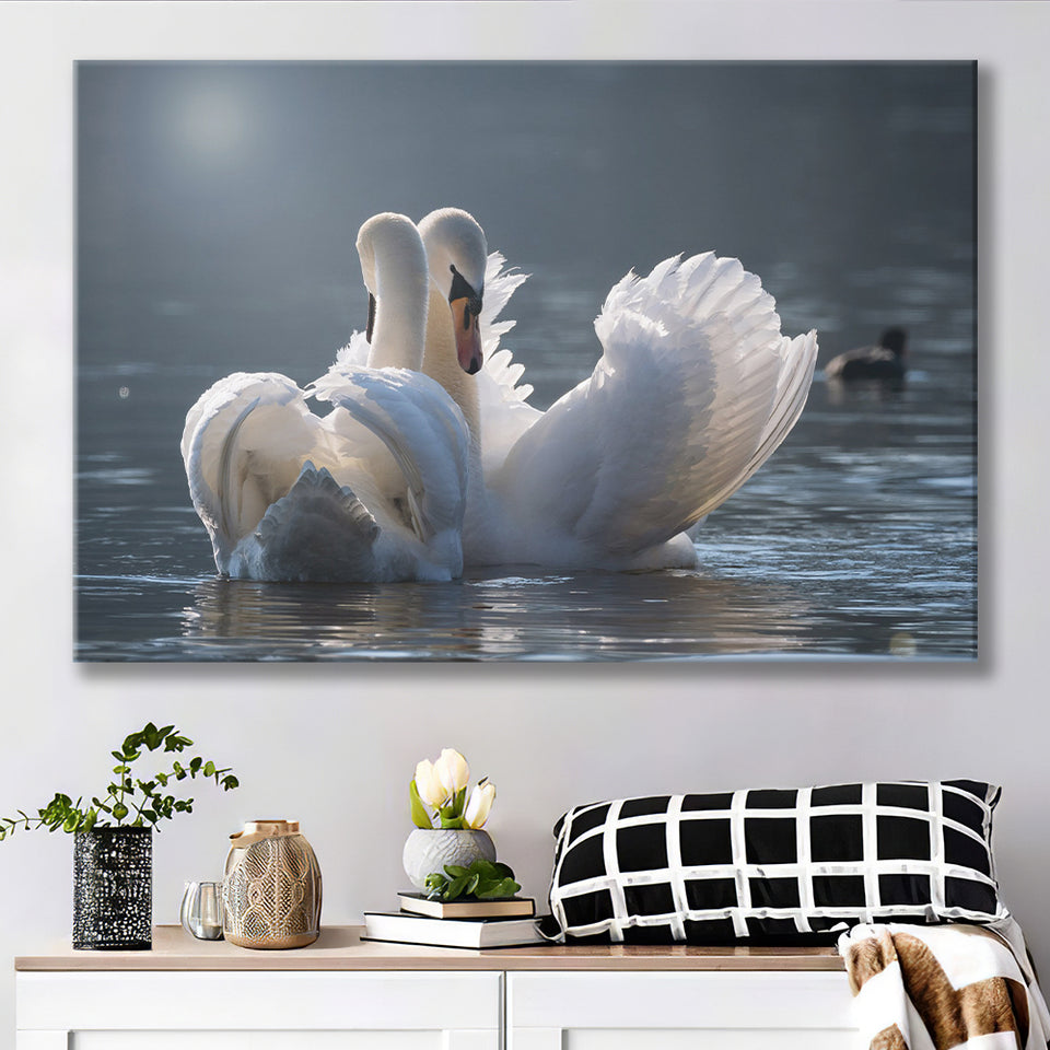 Swan, Love Canvas Prints Wall Art Home Decor - Painting Canvas, Ready to hang