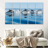 Swimming Dolphin 5 Pieces B Canvas Prints Wall Art - Painting Canvas, Multi Panels,5 Panel, Wall Decor