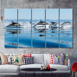 Swimming Dolphin 5 Pieces B Canvas Prints Wall Art - Painting Canvas, Multi Panels,5 Panel, Wall Decor
