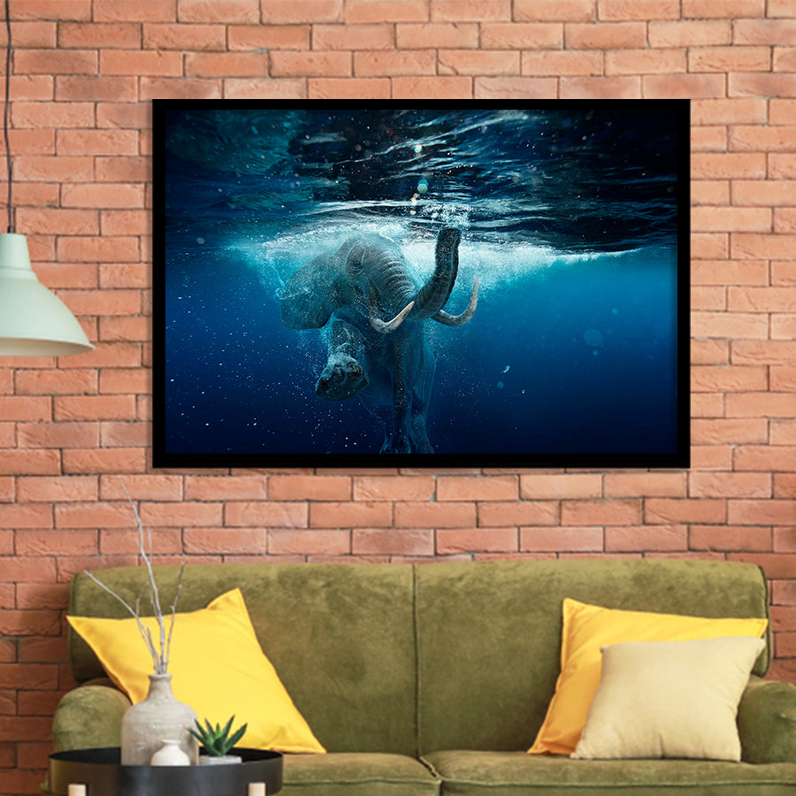 Swimming Elephant Framed Art Prints Wall Art Decor, Framed Picture, Home Decor