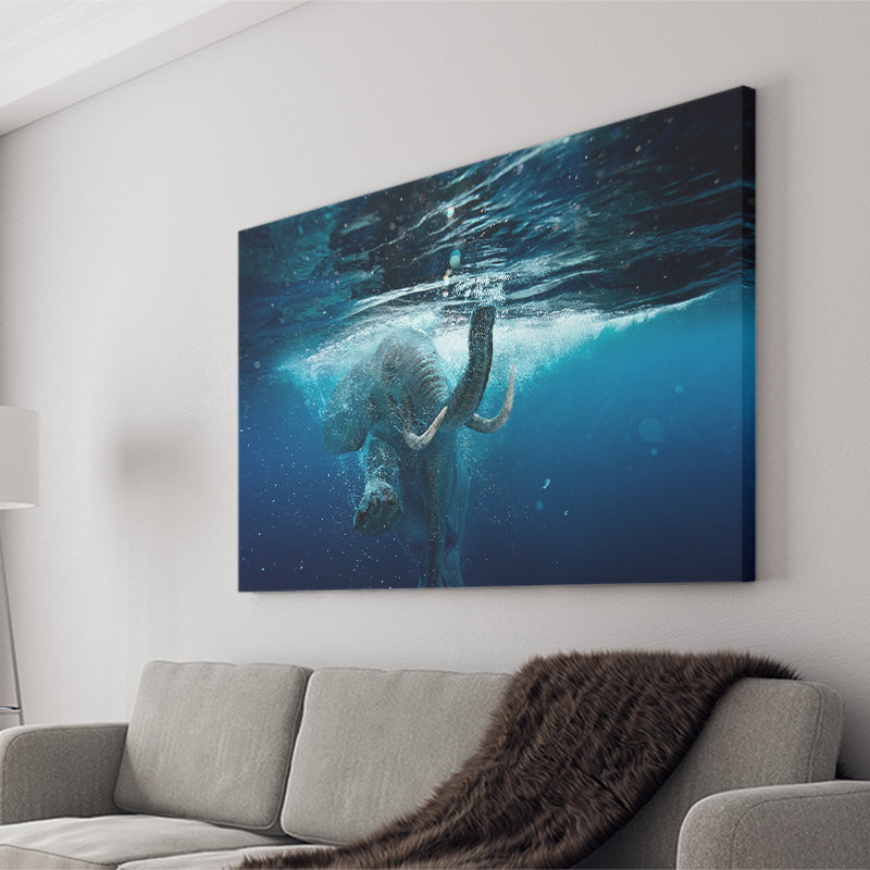 Swimming Elephant Canvas Prints Wall Art Decor - Painting Canvas,Home Decor, Ready to Hang